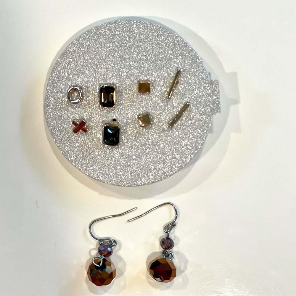 New! Elegant Brown and Silver Earrings Set set of 5 pairs
